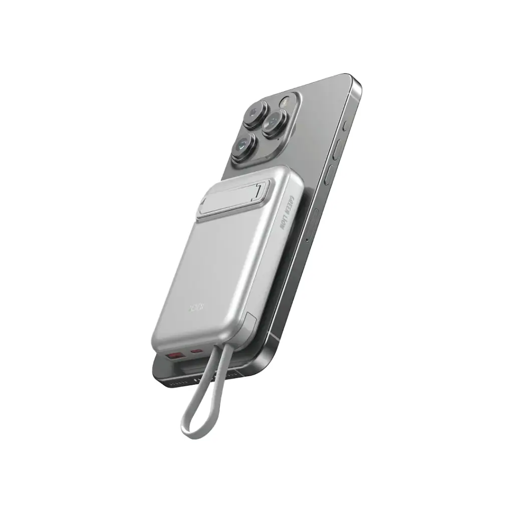 Green Lion DXB MAGSAFE Power Bank 10000 mAh - Silver with stand